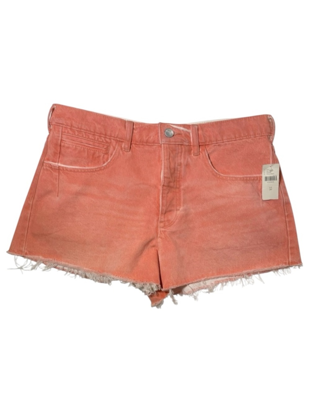 Pilcro Anthropologie NWT High Rise Rigid denim cut-off Jean shorts peach size 30